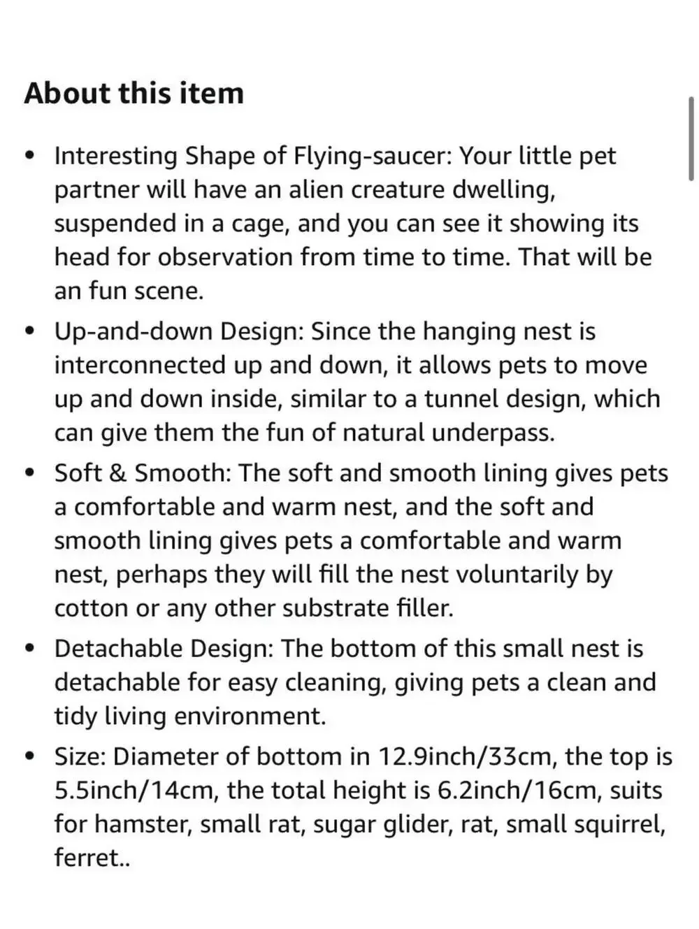 Small Pet Hamster & Mice Hanging UFO Bed – Cozy Nester House for Rodents, New